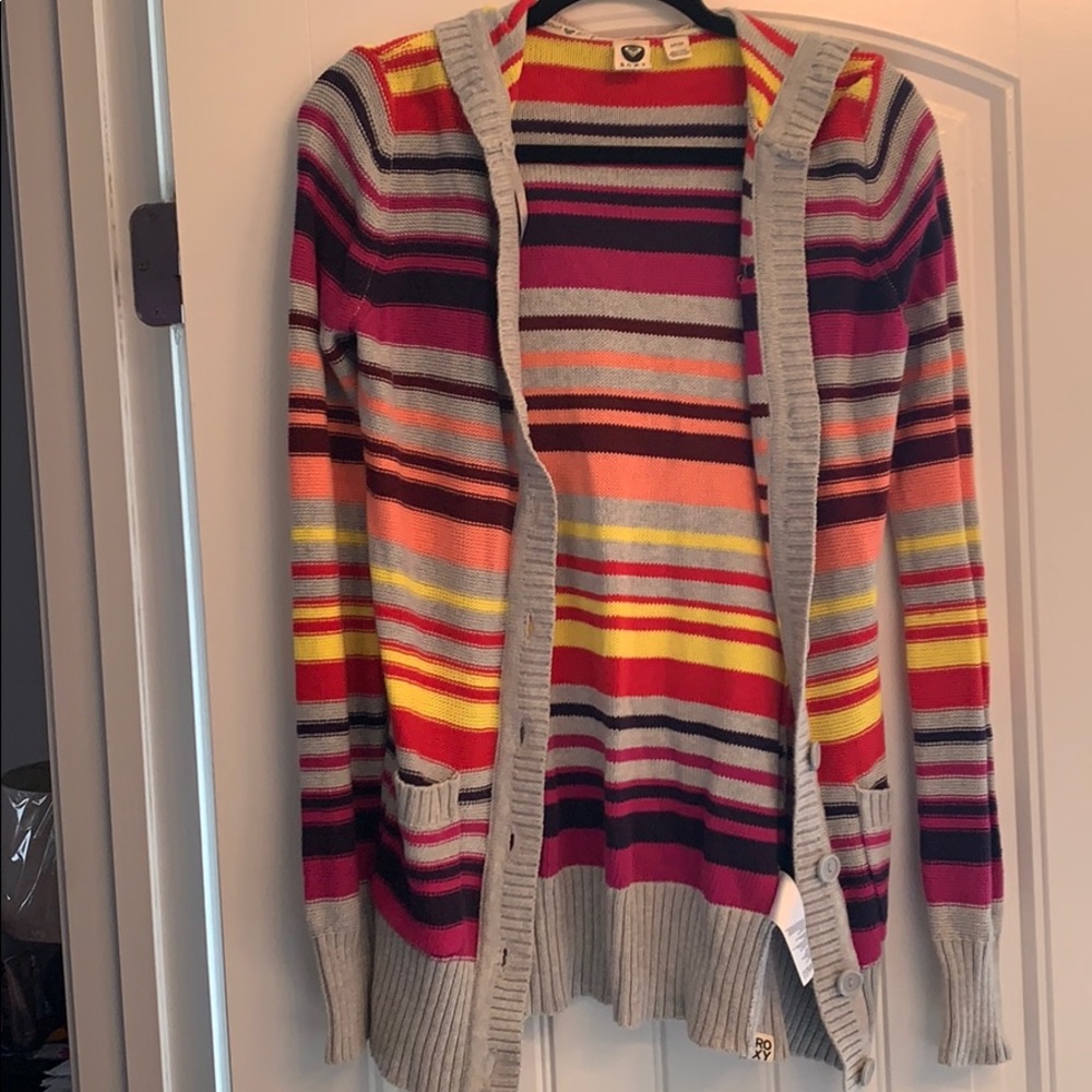 Cute Multi Colored Button Up Sweater - image 4